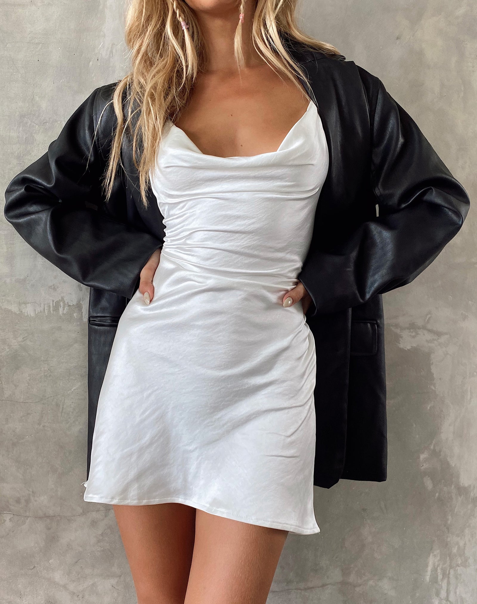 Strappy White Satin Slip Dress | Paiva ...